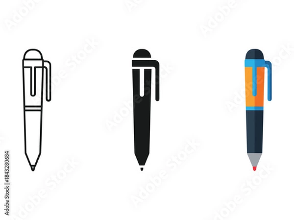 Obraz Three different pen illustrations on white background