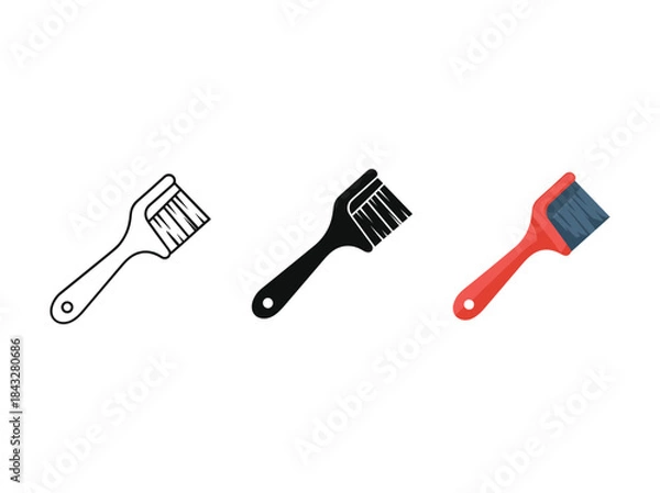 Obraz Three paint brushes with different colors and designs