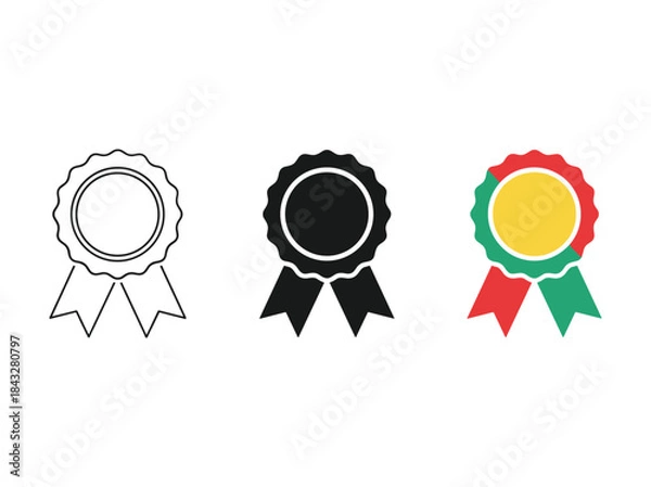 Obraz Collection of different style ribbon and medal icon