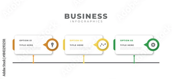 Fototapeta Process infographic template design with 3 steps. Business data visualization