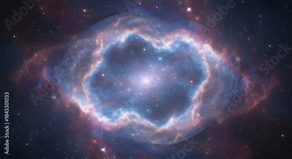 Fototapeta Luminous cosmic halo with ethereal glow in boundless starry expanse