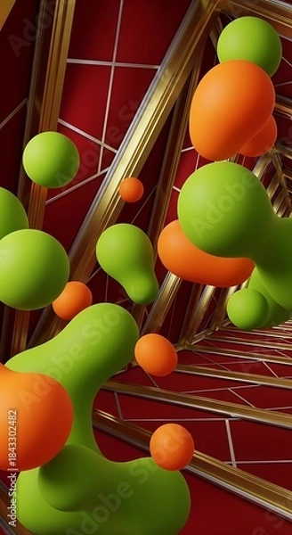 Fototapeta Surreal Geometric Design Featuring Abstract Shapes and Warm Color Palette