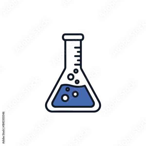 Obraz Science Lab Beaker with Blue Liquid and Bubbles