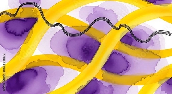 Fototapeta Whimsical watercolor strokes creating a vibrant abstract composition