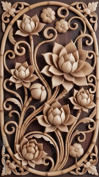 Fototapeta Bamboo Sculpt pattern wall art