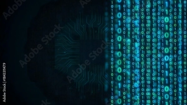 Fototapeta Digital Data Stream Representation with Binary Code.
