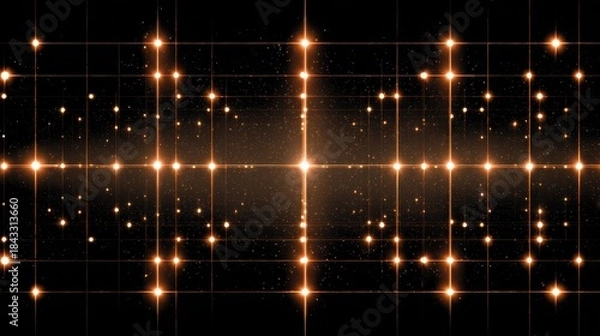 Obraz Starry Night Sky with Bright Dots and Light Grid Patterns