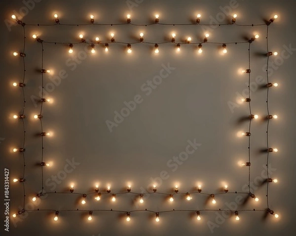 Obraz Decorative String Lights Framing a Simple Background for Festivities