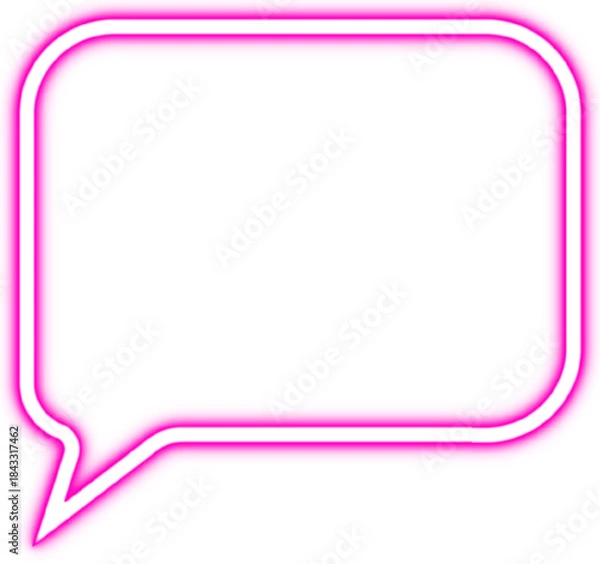 Obraz Pink neon speech bubble icon