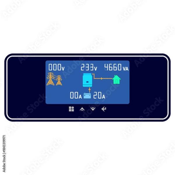 Obraz Solar inverter isolated on white background. Inverter control panel.