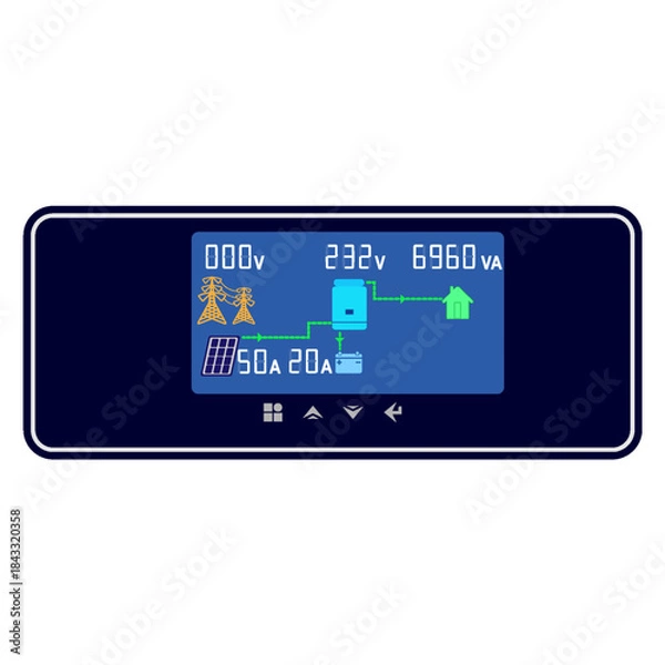 Obraz Solar inverter isolated on white background. Inverter control panel.