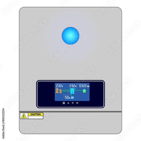 Obraz Solar inverter isolated on white background. Inverter control panel.