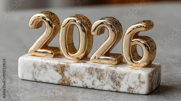 Obraz Golden 2026 on marble base