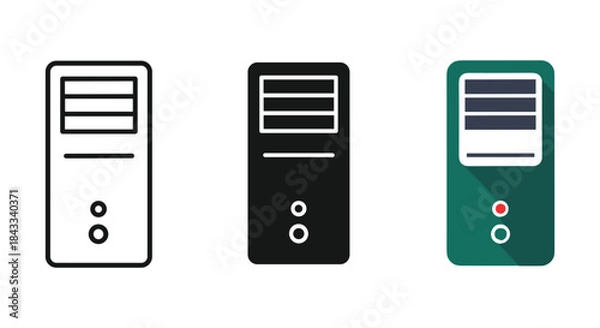 Fototapeta Computer tower icons in different colors and styles