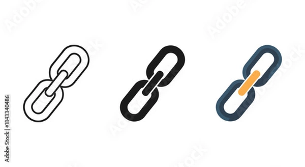 Fototapeta Chain link icon set with different styles