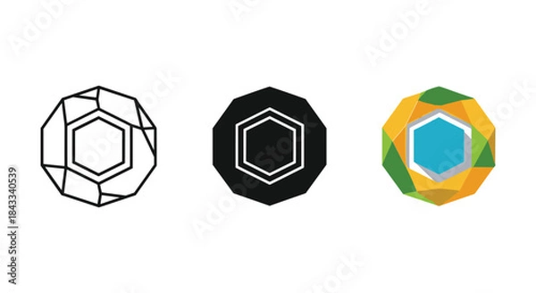 Fototapeta Geometric shapes in different colors and designs