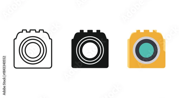 Fototapeta Camera icons in different colors and styles