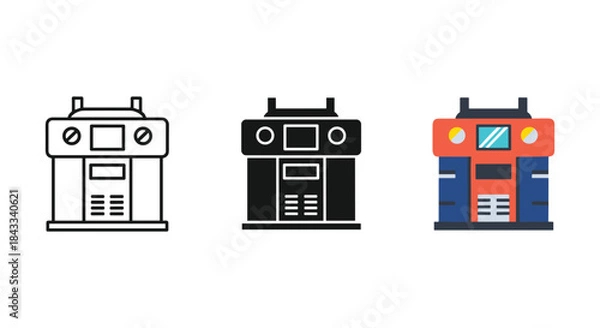 Fototapeta Coffee machine icon set in various styles