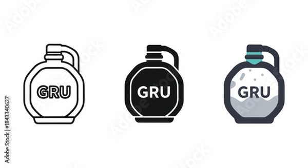 Fototapeta Gru perfume bottle icon set in different styles