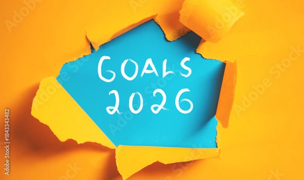 Obraz goals 2026 text on torn paper
