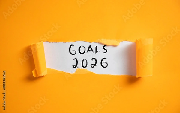 Obraz goals 2026 text on torn paper