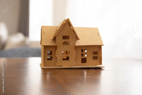Obraz wooden house model on table