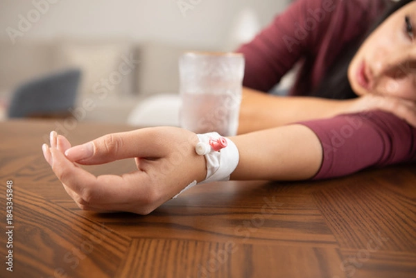 Obraz sick woman drinks water