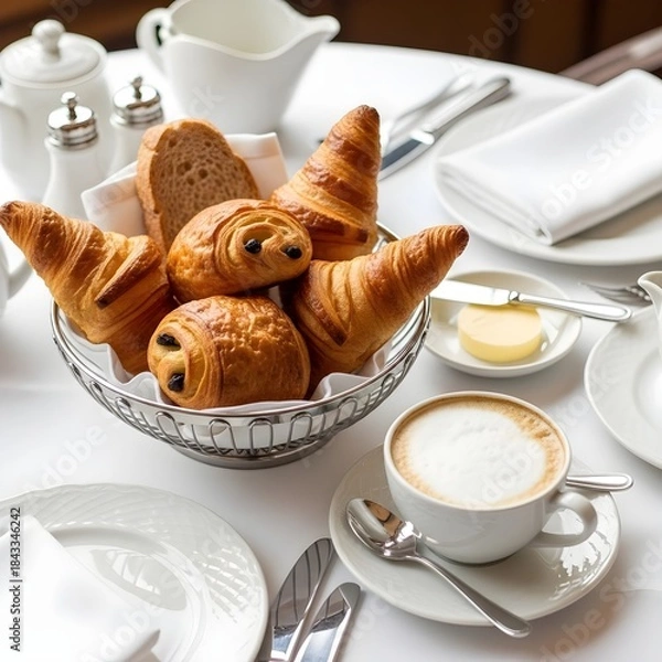 Obraz coffee and croissant