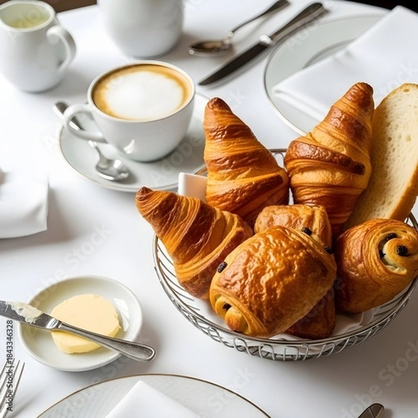 Obraz coffee and croissant