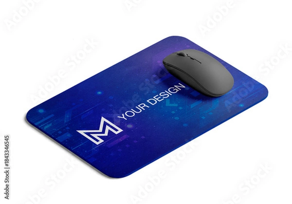 Fototapeta Mouse Pad Mockup With Wireless Mouse