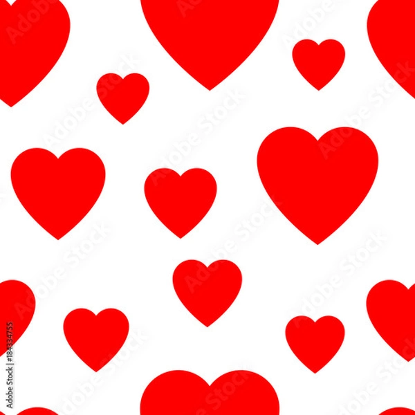 Fototapeta Seamless pattern from simple flat hearts