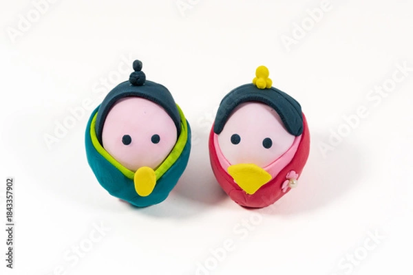 Obraz かわいいひな人形、桃の節句イメージ