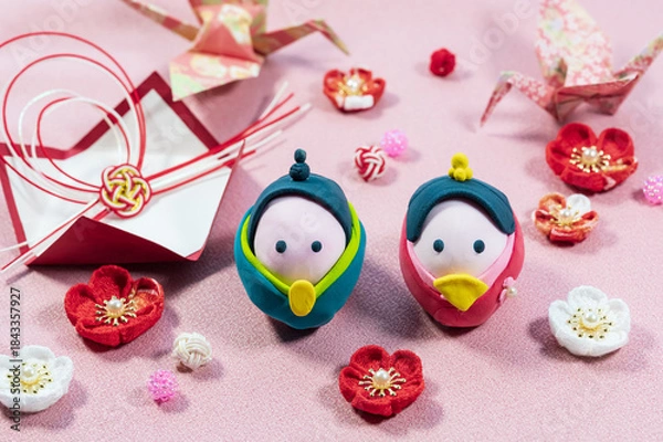 Obraz かわいいひな人形、桃の節句イメージ