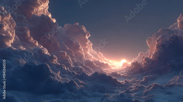 Obraz Sunset above cloudscape