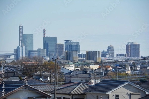 Fototapeta 冬晴れのさいたま新都心の町並み