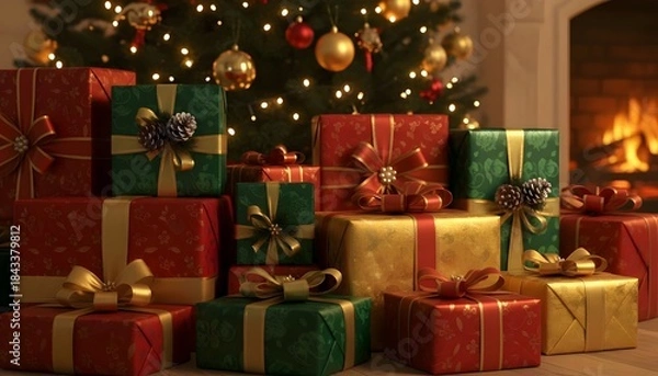 Obraz christmas tree with presents