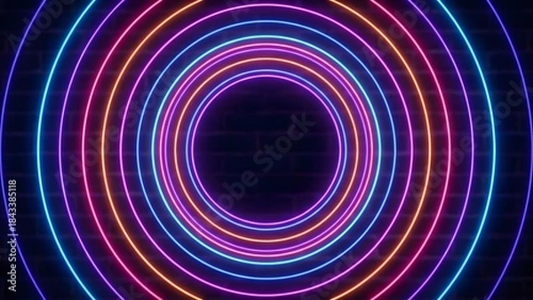 Obraz Colorful Neon Circular Light Pattern for Visual Design.