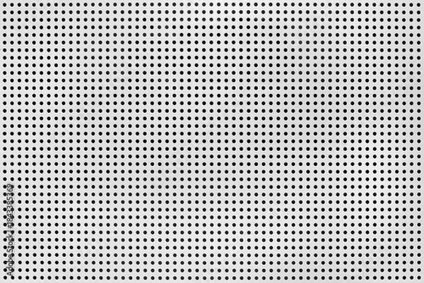 Obraz Gray metal background, round perforated metal texture background