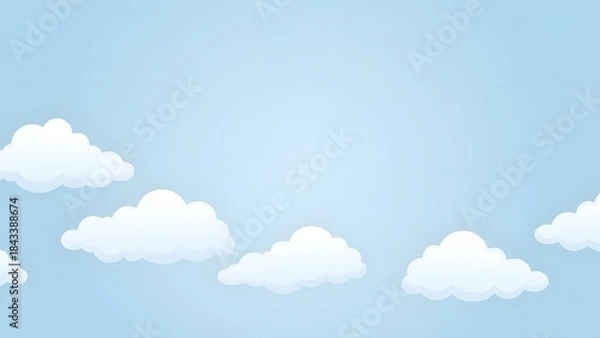 Obraz Clear Blue Sky with Fluffy White Clouds.