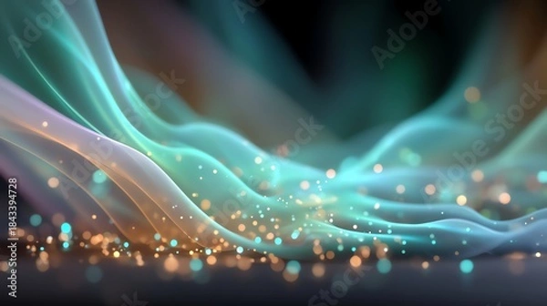 Obraz Abstract digital waves with shimmering particles create a mesmerizing visual effect, perfect for background designs