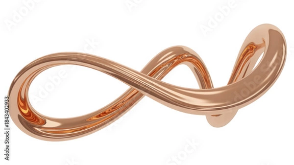 Fototapeta Abstract metallic infinity symbol sculpture isolated on transparent background