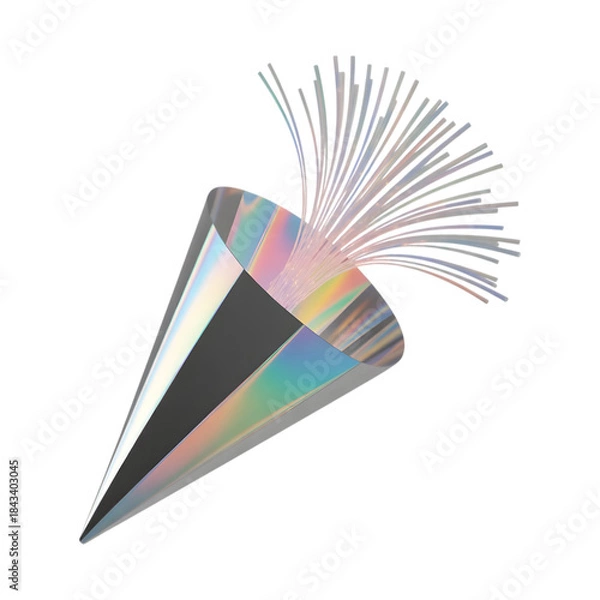 Fototapeta Prism with light rays emanating from it isolated on transparent background