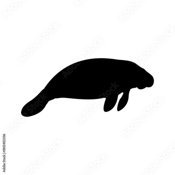 Obraz Manatee silhouette icon vector flat design.