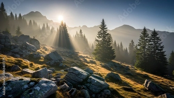 Obraz sunrise in the mountains