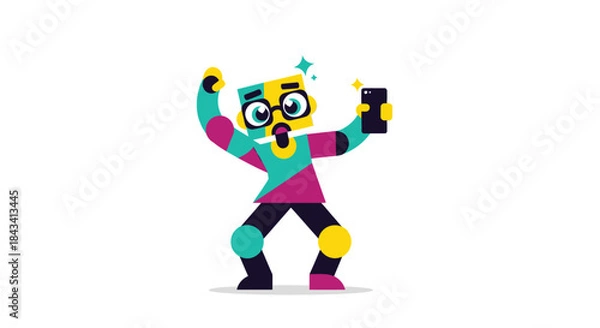 Obraz Geometric person taking a selfie