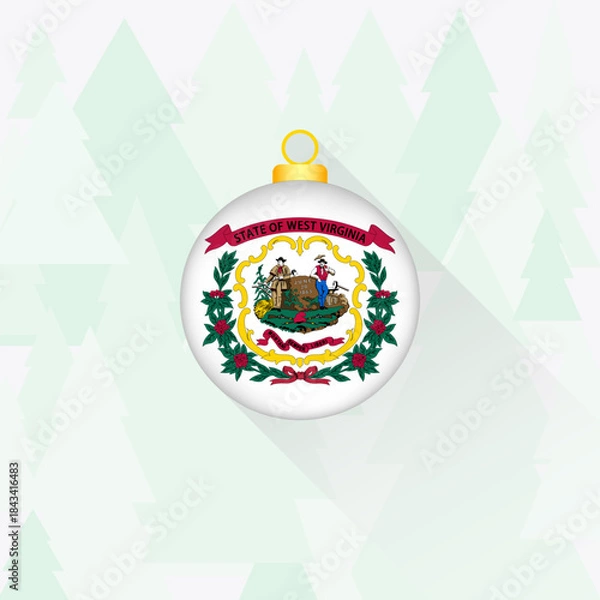 Obraz West Virginia State Flag Christmas Decoration.