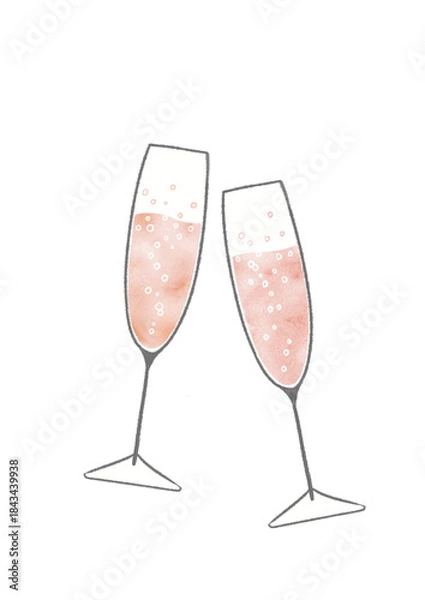 Obraz 二つのシャンパングラスの水彩イラスト