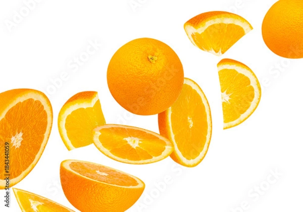 Fototapeta Falling Orange Fruit, Cutout, Full Depth Of Field.