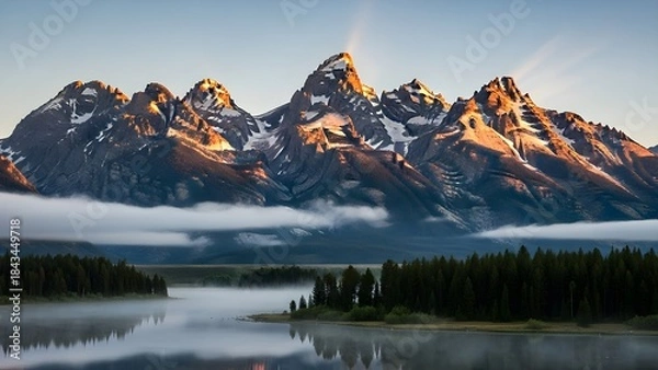 Obraz sunset in the mountains