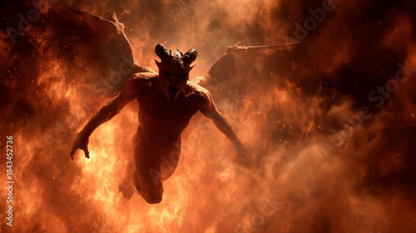 Obraz Devil engulfed with flames of hell